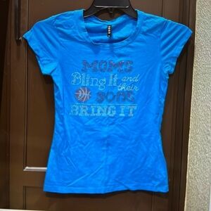 Custom cap sleeve T-shirt with rhinestones, run small
